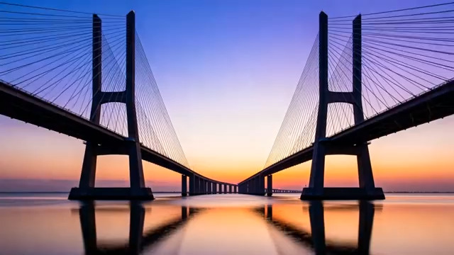  斜拉桥日落美景2102#横屏 	 