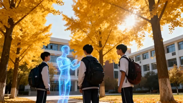  校园秋日与虚拟人互动2100#横屏 	 