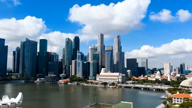  新加坡城市天际线航拍2110#横屏 	 