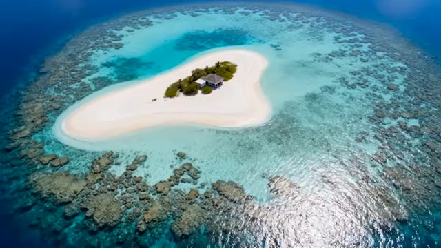  心形海岛航拍美景2104#横屏 	 