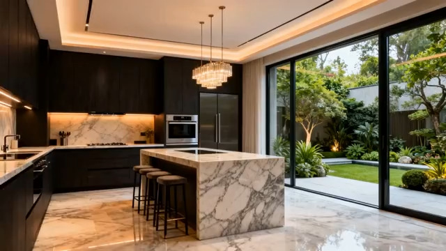  现代轻奢厨房全景展示2070#横屏 	 