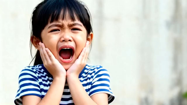  小女孩大哭表情特写2089#横屏 	 