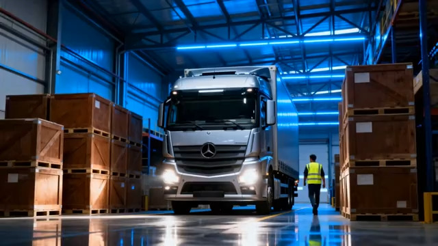  现代物流仓库与货车2074#横屏 	 