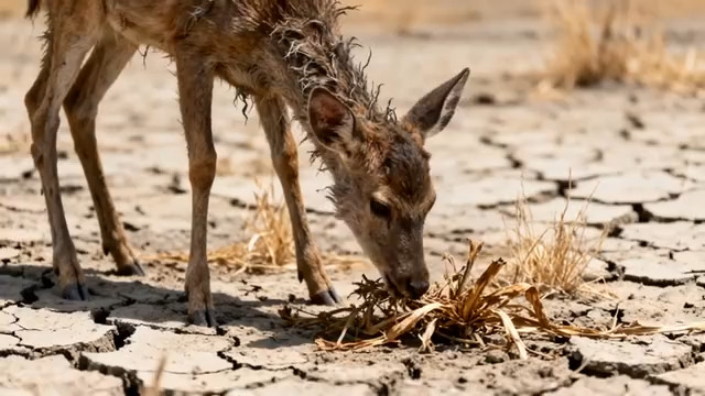  小鹿干旱中觅食2087#横屏 	 -