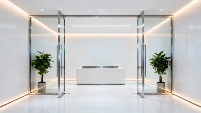  现代办公楼走廊人物穿行2040#横屏 	 