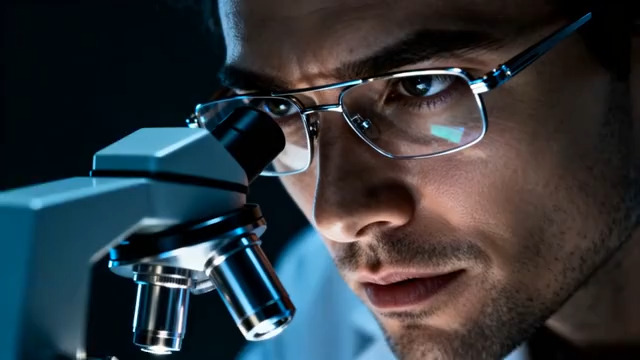  显微镜下的科研人员2039#横屏 	 