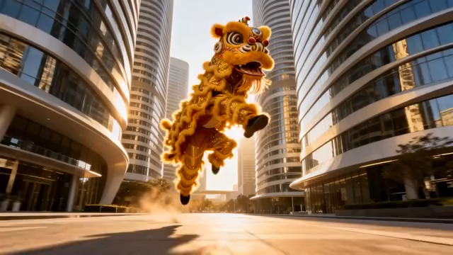  现代城市醒狮表演2044#横屏 	 