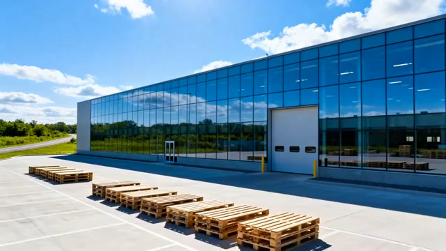  现代玻璃厂房外观2041#横屏 	 