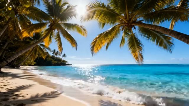  夏日椰林海滩风光2033#横屏 	 -