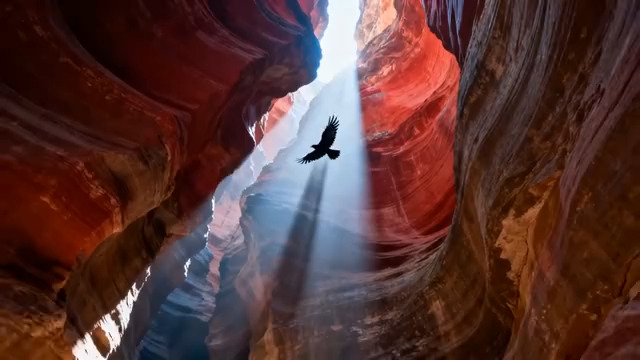  峡谷光束中的飞鸟2023#横屏 	 
