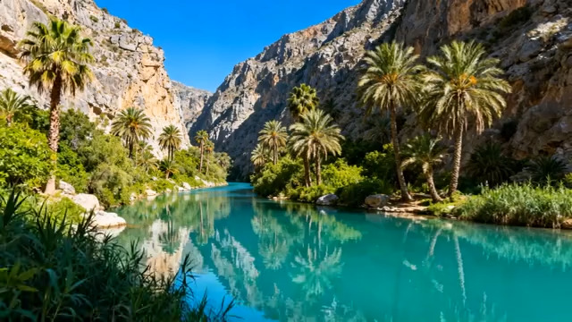  峡谷碧绿湖水风光2022#横屏 	 