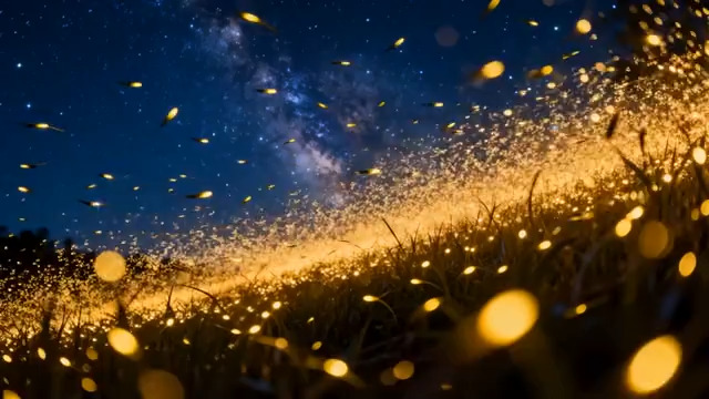  夏夜萤火虫飞舞2036#横屏 	 