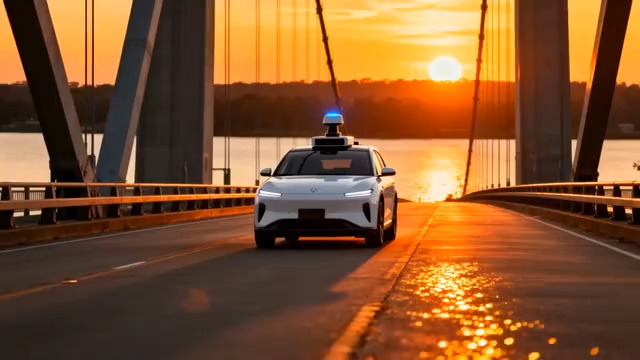  夕阳下的自动驾驶汽车2010#横屏 	 