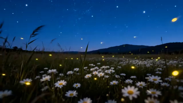  夏夜星空下的萤火虫2035#横屏 	 
