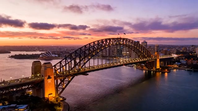  悉尼海港大桥日落航拍2015#横屏 	 