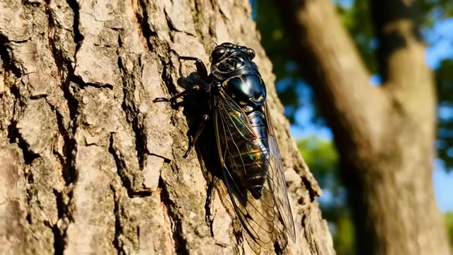  夏日蝉鸣树枝特写2027#横屏 	 