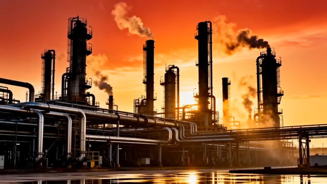  夕阳下的工业工厂1986#横屏 	 -