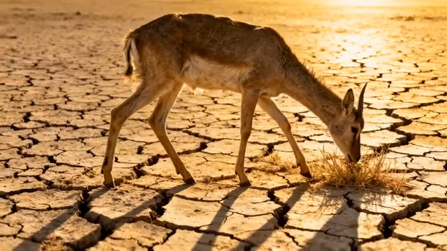  夕阳下的羚羊觅食1998#横屏 	 