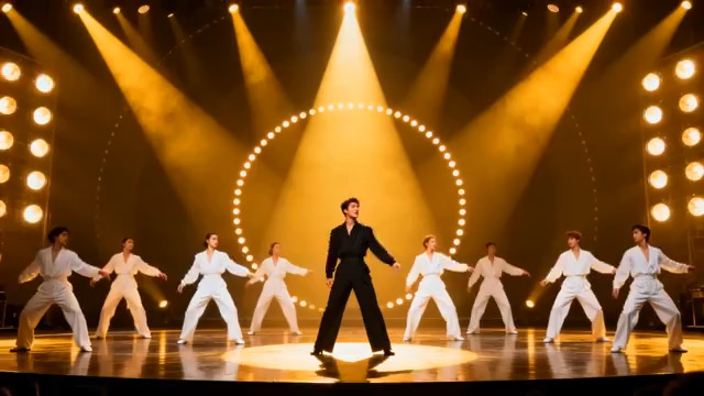  舞台灯光下的舞蹈表演1965#横屏 	 