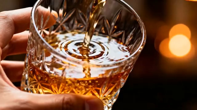  威士忌倒入玻璃杯特写1915#横屏 	 