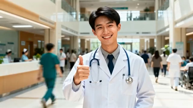  微笑男医生竖大拇指1918#横屏 	 