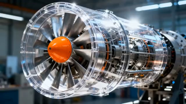  透明外壳涡轮发动机特写1898#横屏 	 