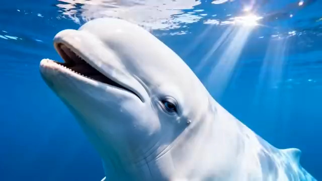  微笑白鲸水中特写1917#横屏 	 