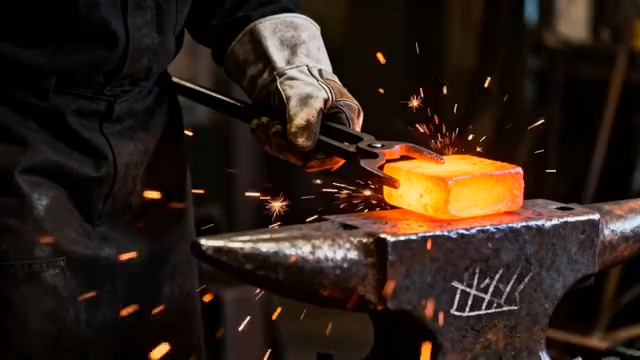  铁匠锻造火红铁块1891#横屏 	 