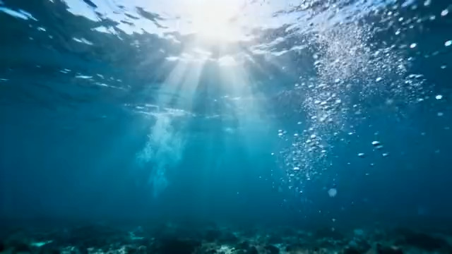  水下阳光光束唯美镜头1864#横屏 	 