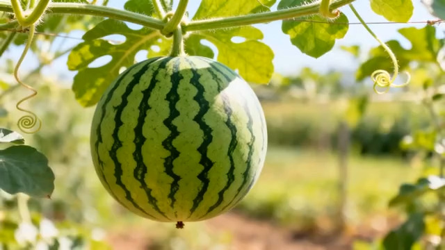  藤蔓上的成熟西瓜1881#横屏 	 -