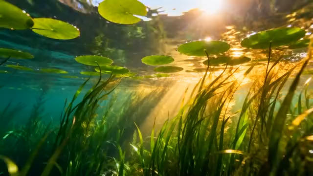  水下阳光水草景观1865#横屏 	 