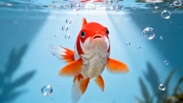  水中红金鱼游动特写1868#横屏 	 