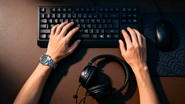  双手快速敲击键盘特写1830#横屏 	 