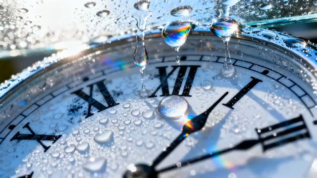  水滴下的时钟转动1837#横屏 	 