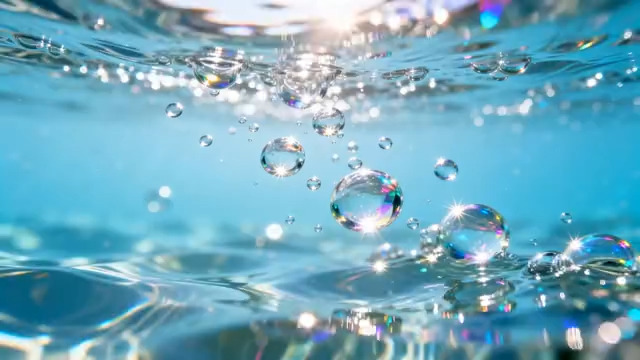  水面气泡特写镜头1846#横屏 	 