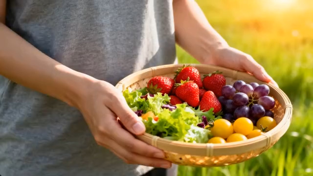  手持蔬果篮特写1808#横屏 	 