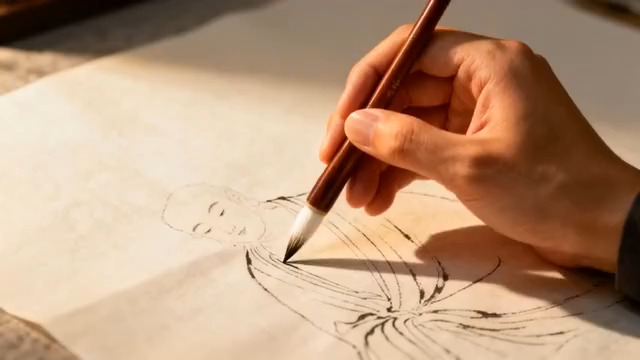  手绘人物线稿创作过程1814#横屏 	 