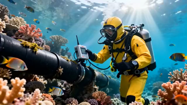  深海潜水员检修管道作业1748#横屏 	 