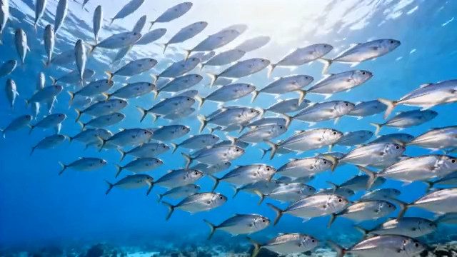  深海鱼群游动画面1758#横屏 	 