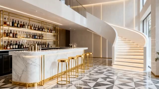  奢华酒吧内景与优雅女士1739#横屏 	 