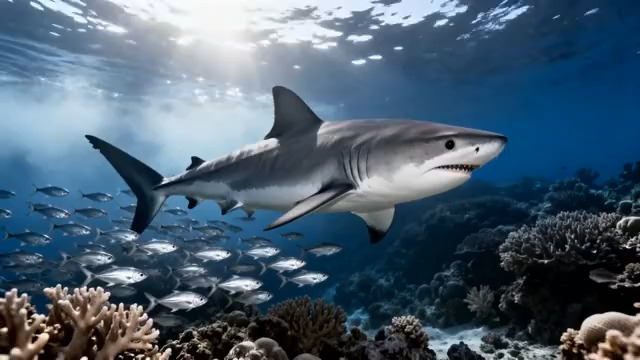  深海鲨鱼游弋画面1753#横屏 	 