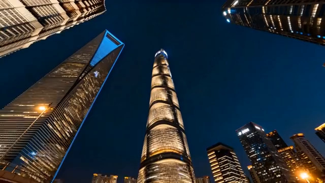  上海陆家嘴夜景延时1726#横屏 	 