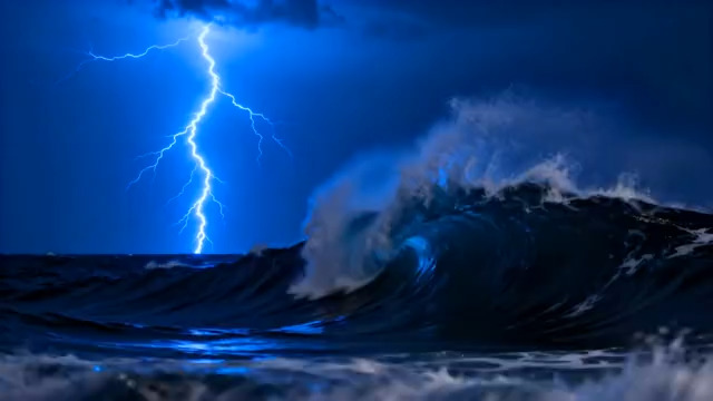  闪电与巨浪的碰撞1685#横屏 	 -
