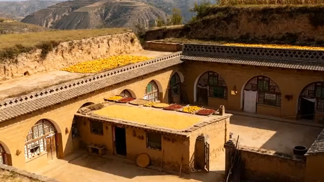  陕北窑洞晒秋丰收1686#横屏 	 