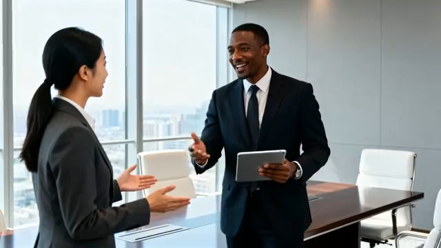  商务人士会议室交流1705#横屏 	 