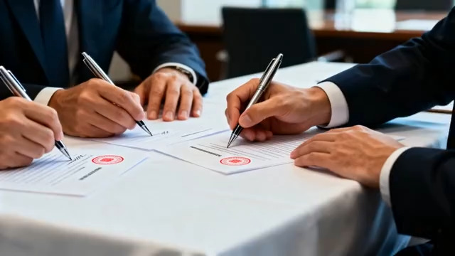  商务签约仪式 握手签约1697#横屏 	 