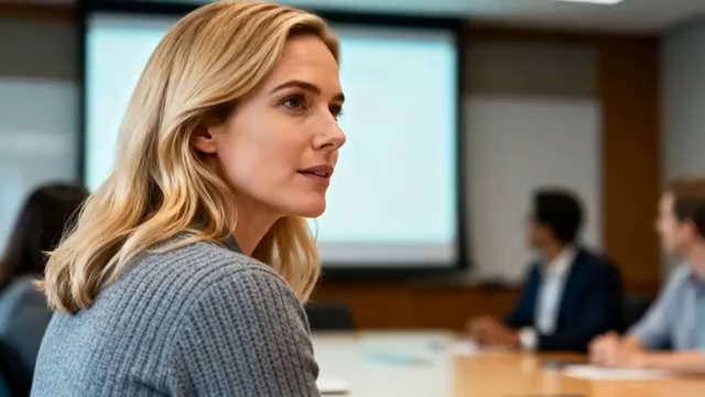  商务会议金发女性发言1688#横屏 	 -