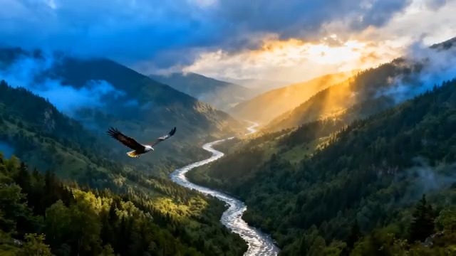  山河壮丽 雄鹰展翅1658#横屏 	 -