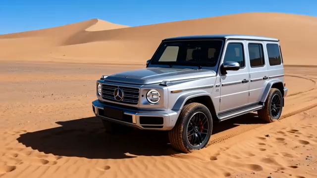  沙漠中的银色越野车1643#横屏 	 