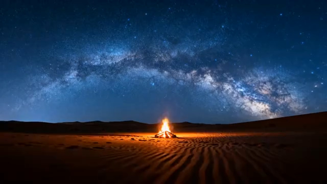  沙漠星空下的篝火36011629#横屏 	 
